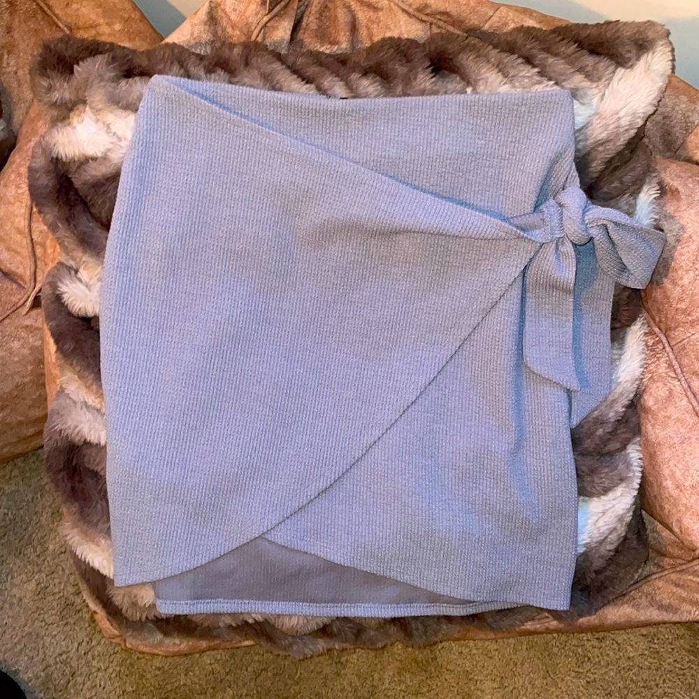 Grey Mini Skirt w/ Side Tie Accent